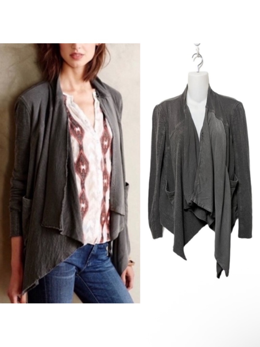 Anthropologie SATURDAY SUNDAY Cotton Drape Asymmetrical Jacket
